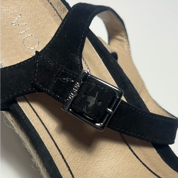 Vionic Womens Ariel Wedge Sandal Black Size 10M Suede Leather - Picture 15 of 15